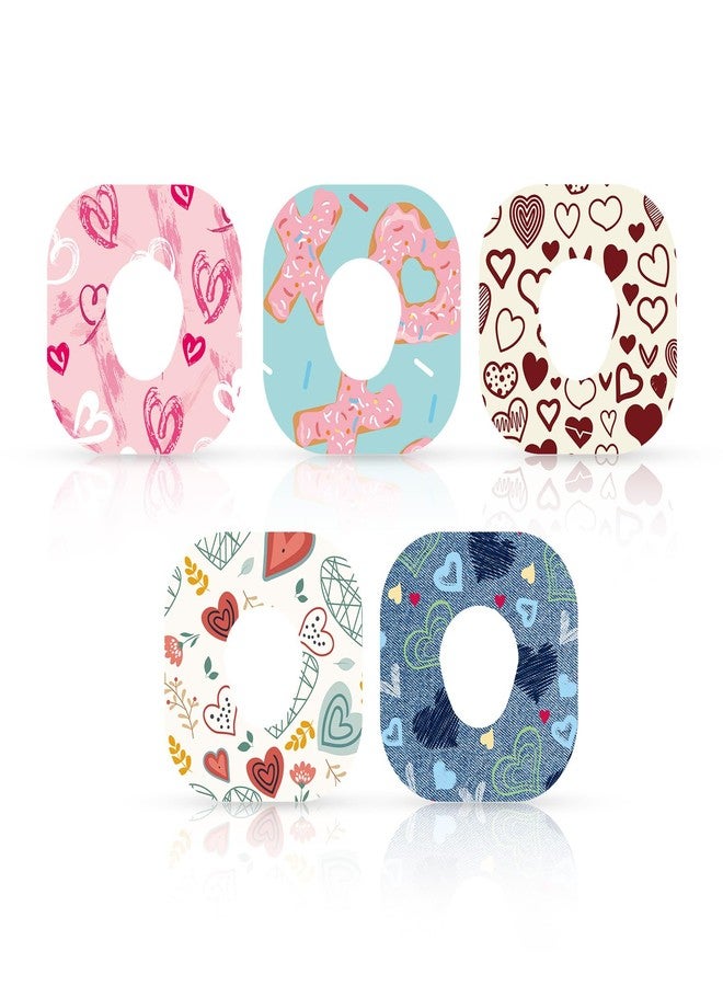 XIHIRCD 25pcs Adhesive Patches for Dexcom G7, Love Pattern CGM Sensor Covers Breathable Waterproof Overpatches Valentines Sticker Sensor Patches Compatible with Dexcom G7 (5 Styles) - Image 1